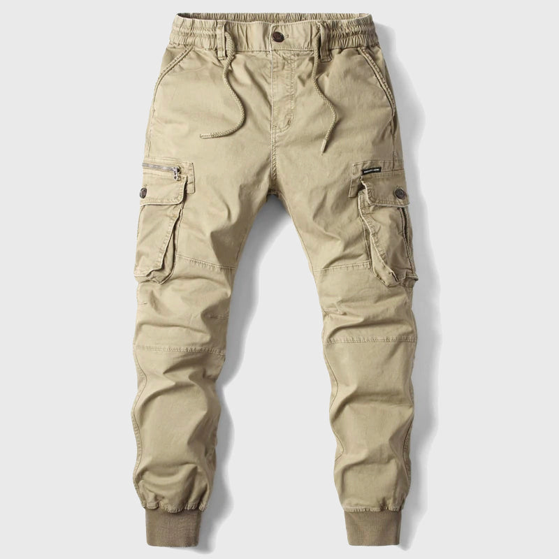 Men's Black Cargo Pants | Tapered Jogger Cuffs Relaxed Fit