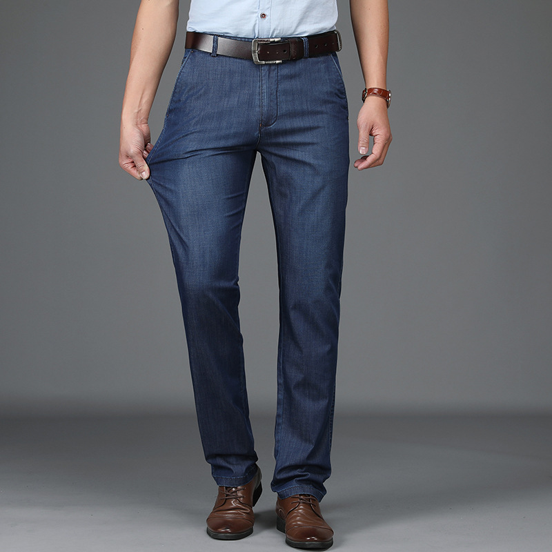 Men's Black Denim Jeans | Classic Fit Straight Leg Stretch