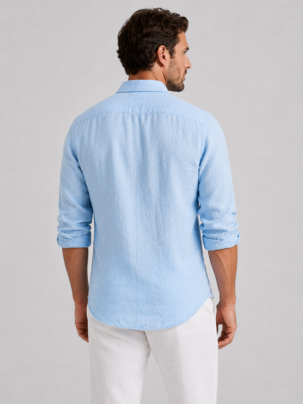 Men's Linen Shirt | Relaxed Fit Long Sleeve Button Closure