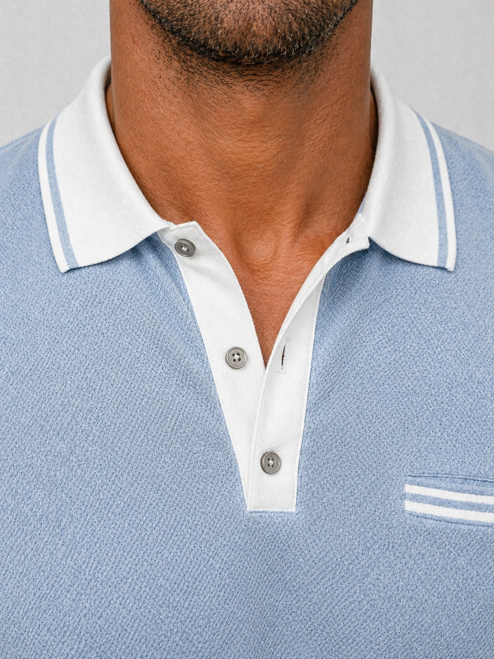 Men's Long Sleeve Shirt | Polo Collar Button Placket Knit