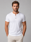 Men's Henley Shirt | Short Sleeve Button Neckline Knit