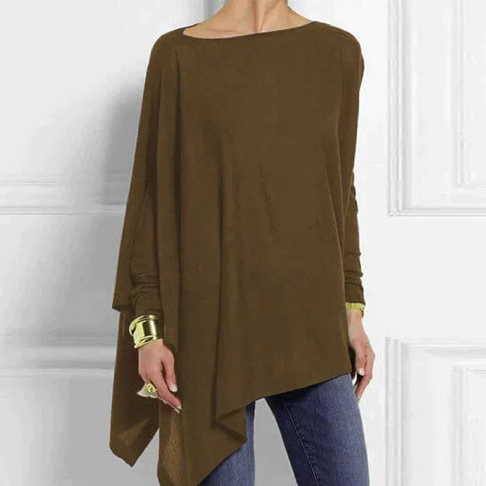 Women's Tank Top | Asymmetrical Hem Long Sleeve Loose Fit