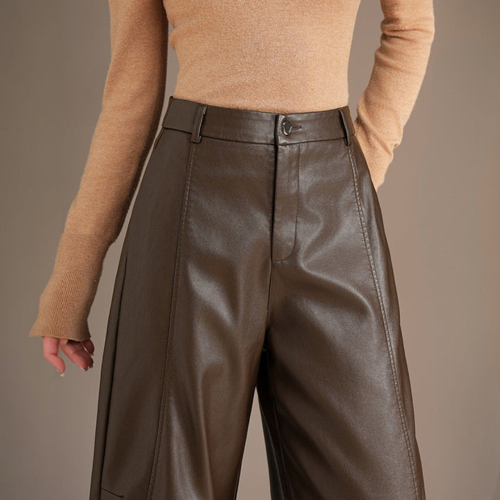 Della Leather Wide Leg Pants - Jack Hafford