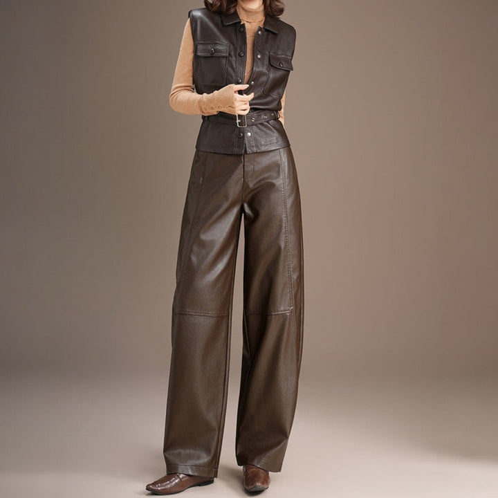 Della Leather Wide Leg Pants - Jack Hafford