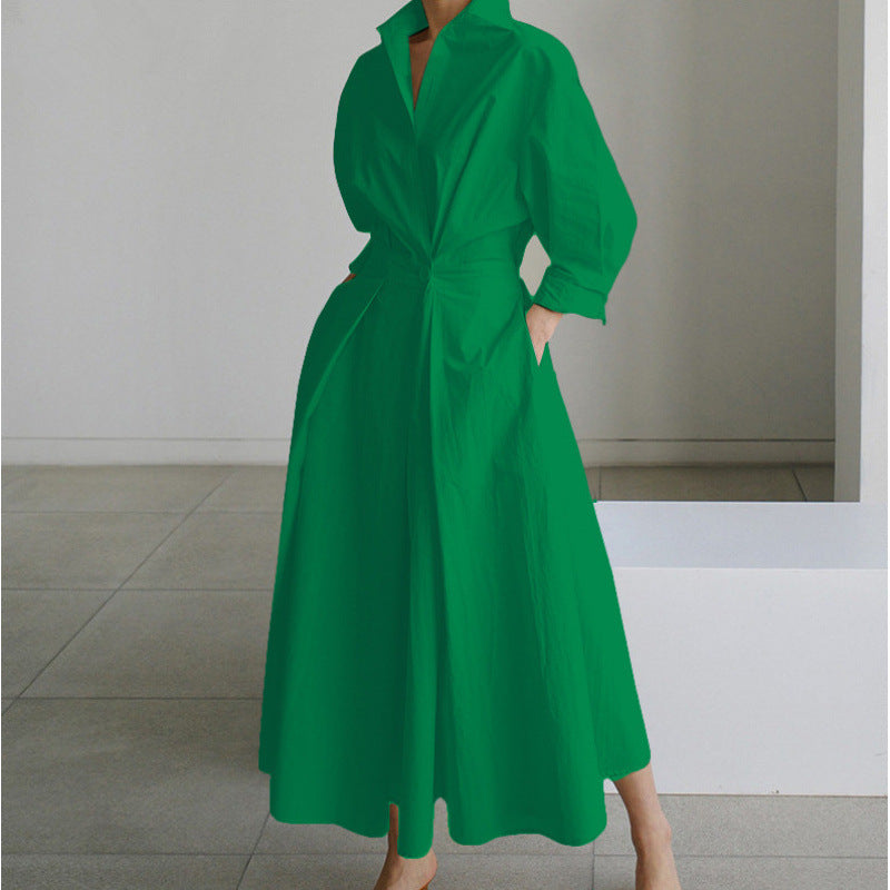 Women's Maxi Dress | Front Wrap Collared Long Sleeve Printed