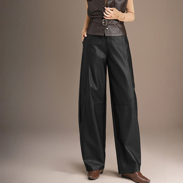 Della Leather Wide Leg Pants - Jack Hafford