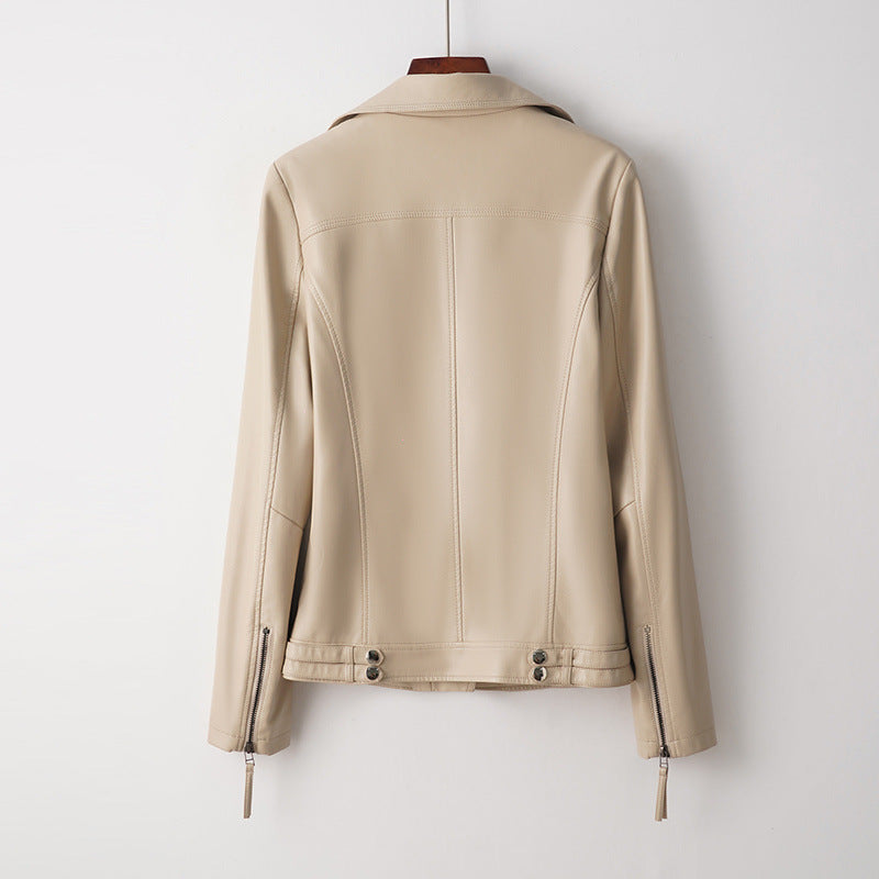 Women's Leather Jacket | Notched Lapel Zip Closure Biker Fit