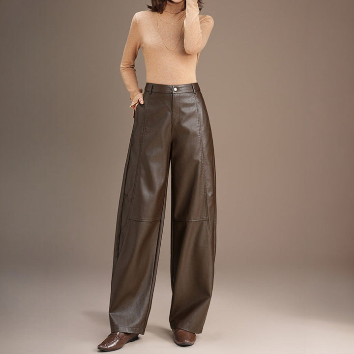 Della Leather Wide Leg Pants - Jack Hafford