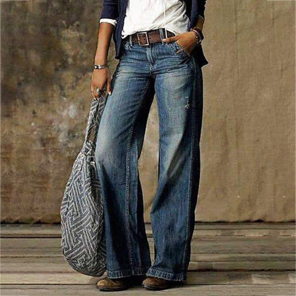 Women's Jeans | Wide Leg High Waist Denim Distressed Vintage
