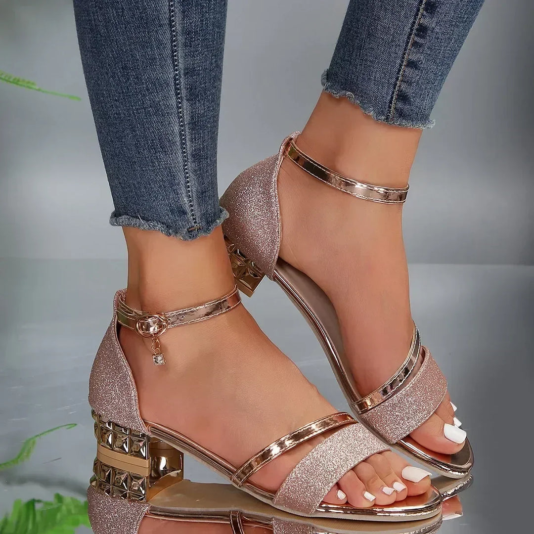 Stiletto Sandals For Women | Open Toe Ankle Strap Block Heel