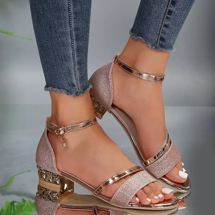 Stiletto Sandals For Women | Open Toe Ankle Strap Block Heel