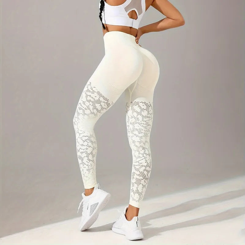 Women's Leggings | High Waist Mesh Panel Sculpting Four-Way Stretch