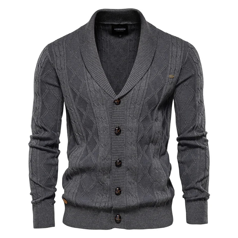 Men's Cardigan | Shawl Collar Knit Slim Fit Button Placket