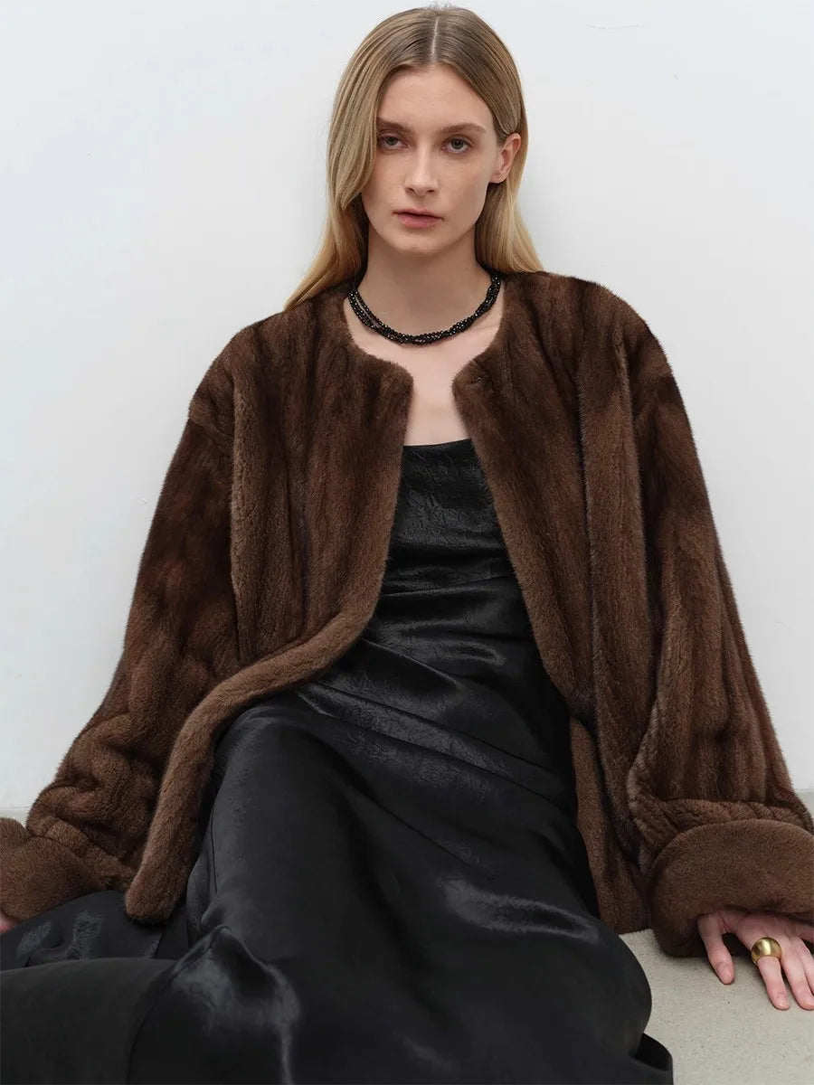 Women's Fur Jacket | Oversized Open Front Relaxed Fit
