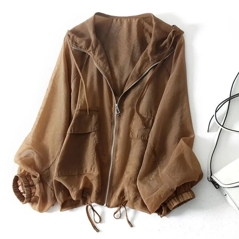 Women's Sweatshirt | Hooded Zip Front Long Sleeve Lightweight