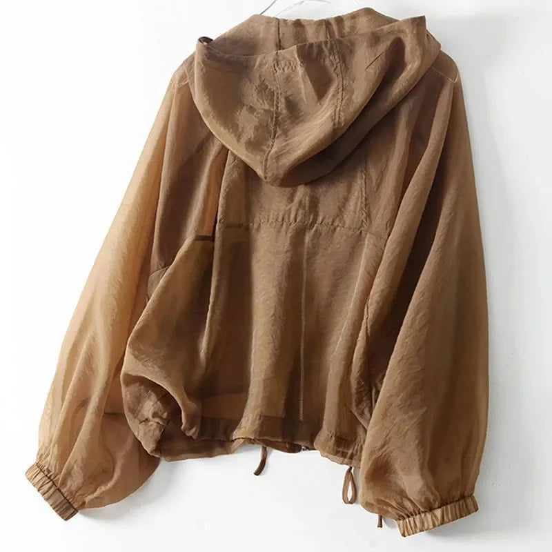 Women's Sweatshirt | Hooded Zip Front Long Sleeve Lightweight