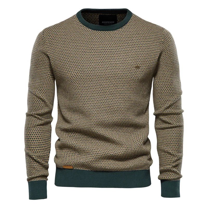 Men's Sweater | Crew Neck Ribbed Knit Textured Slim Fit