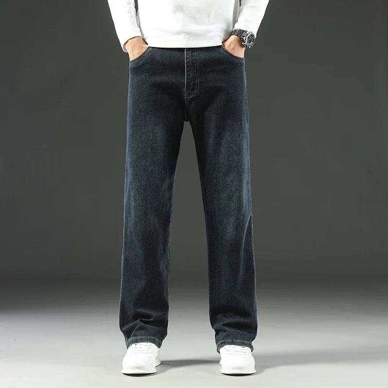 Men's Black Denim Jeans | Straight Leg Stretch Denim