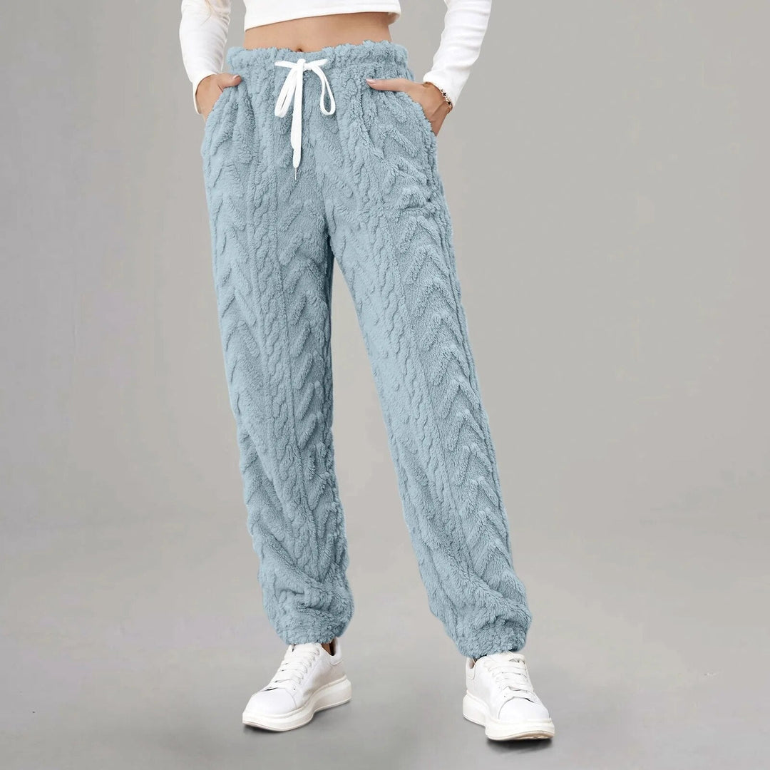 Women's Joggers | Cable Knit Elastic Waist Drawstring Fleece