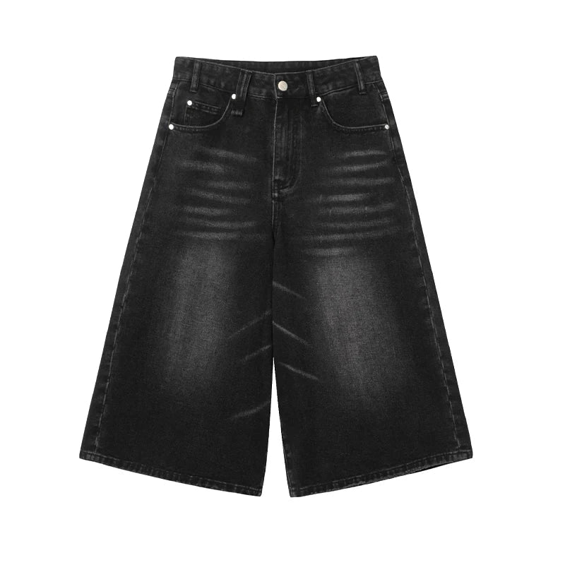 Women's Jean Shorts | Wide Leg High Rise Knee Length Denim