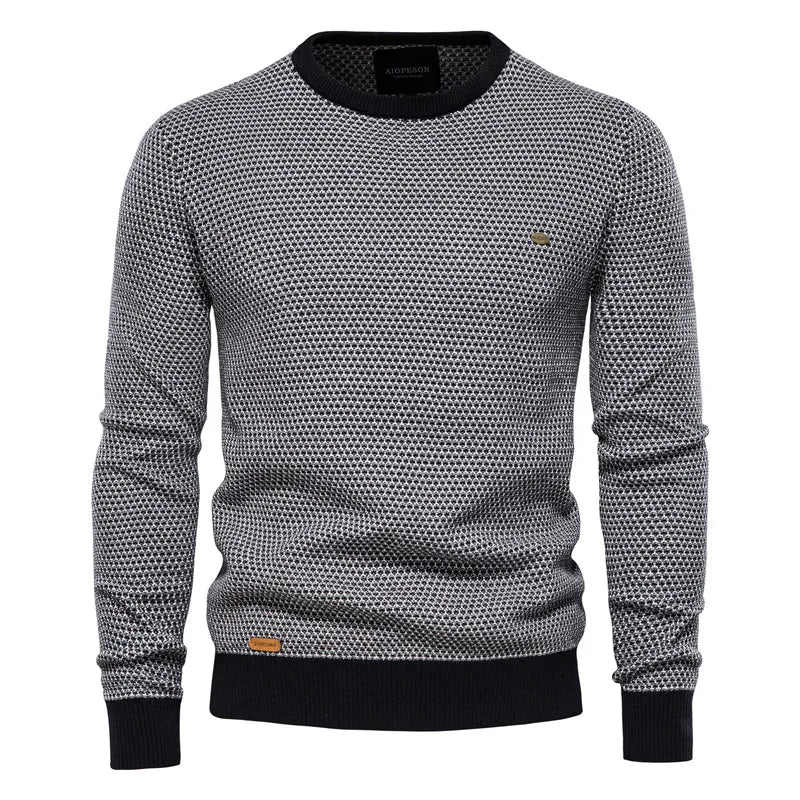 Men's Sweater | Crew Neck Ribbed Knit Textured Slim Fit