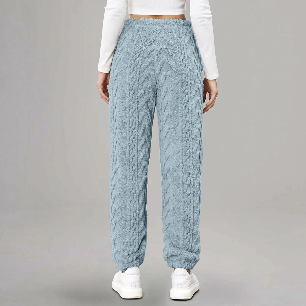 Women's Joggers | Cable Knit Elastic Waist Drawstring Fleece