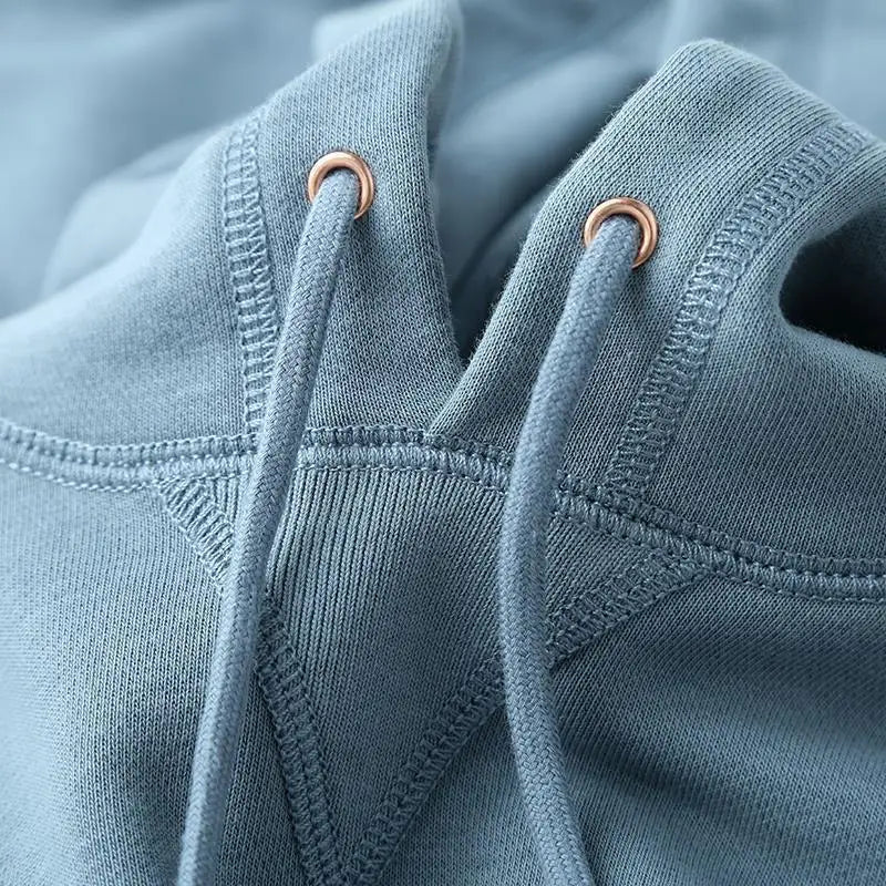Men's Polo Hoodie | Drawstring Hood Cotton Blend Pocket