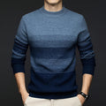 Men's Wool Sweater | Crew Neck Gradient Stripe Knit