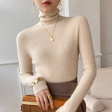 Women's Turtleneck | Ribbed Knit Long Sleeve Fitted