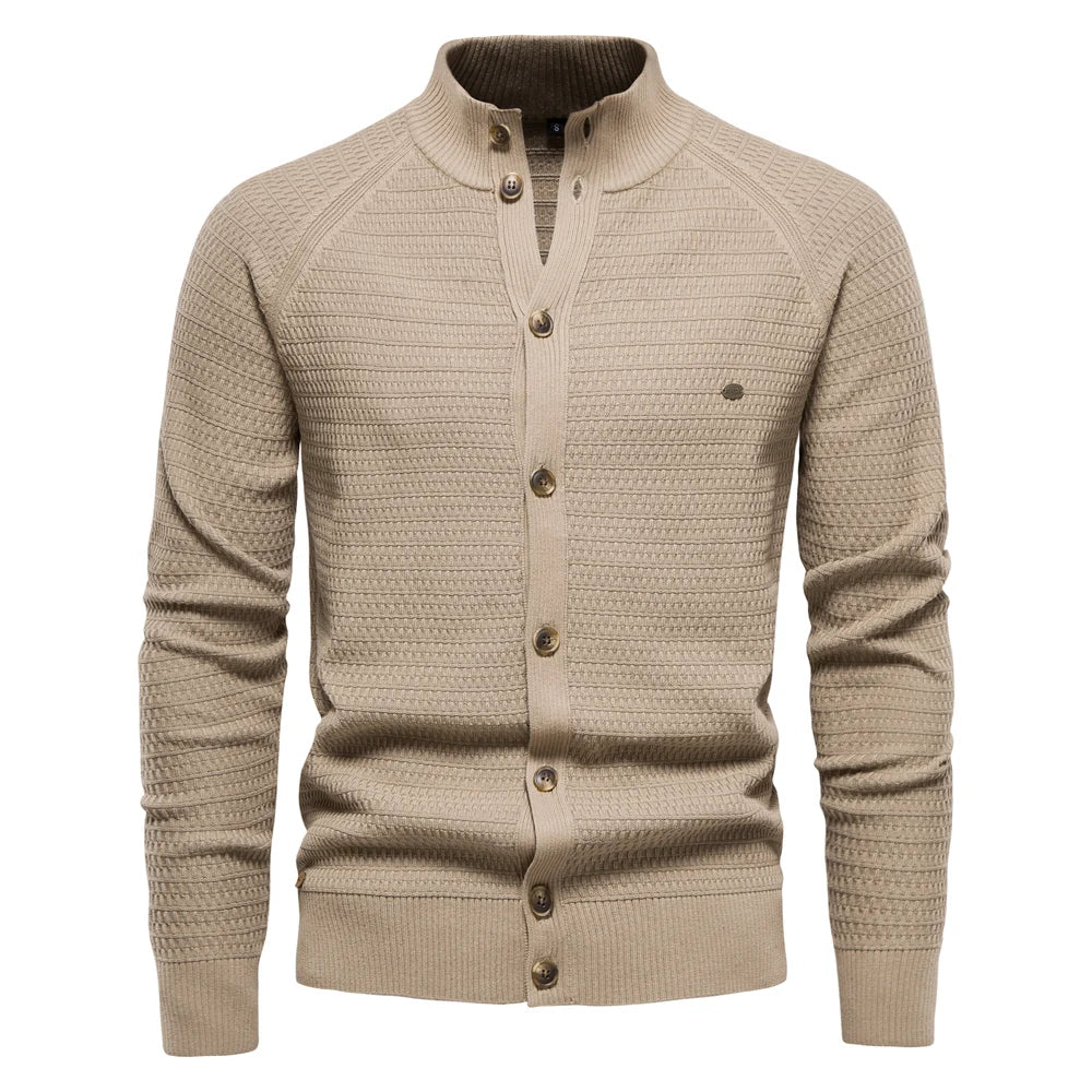Men's Cardigan | Knit Stand Collar Button Closure Slim Fit