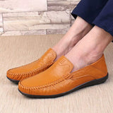 Men's Slip On Loafers | Leather Perforated Flat Slip-On