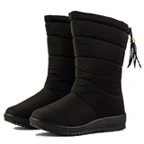 Women's Snow Boots | Quilted Waterproof Mid Calf Tassel Pull