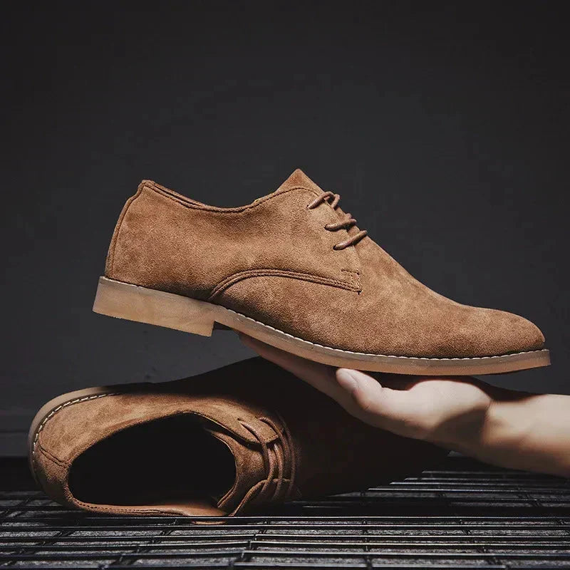 Men's Lace-Up Shoe | Suede Upper Rounded Toe Flat Heel