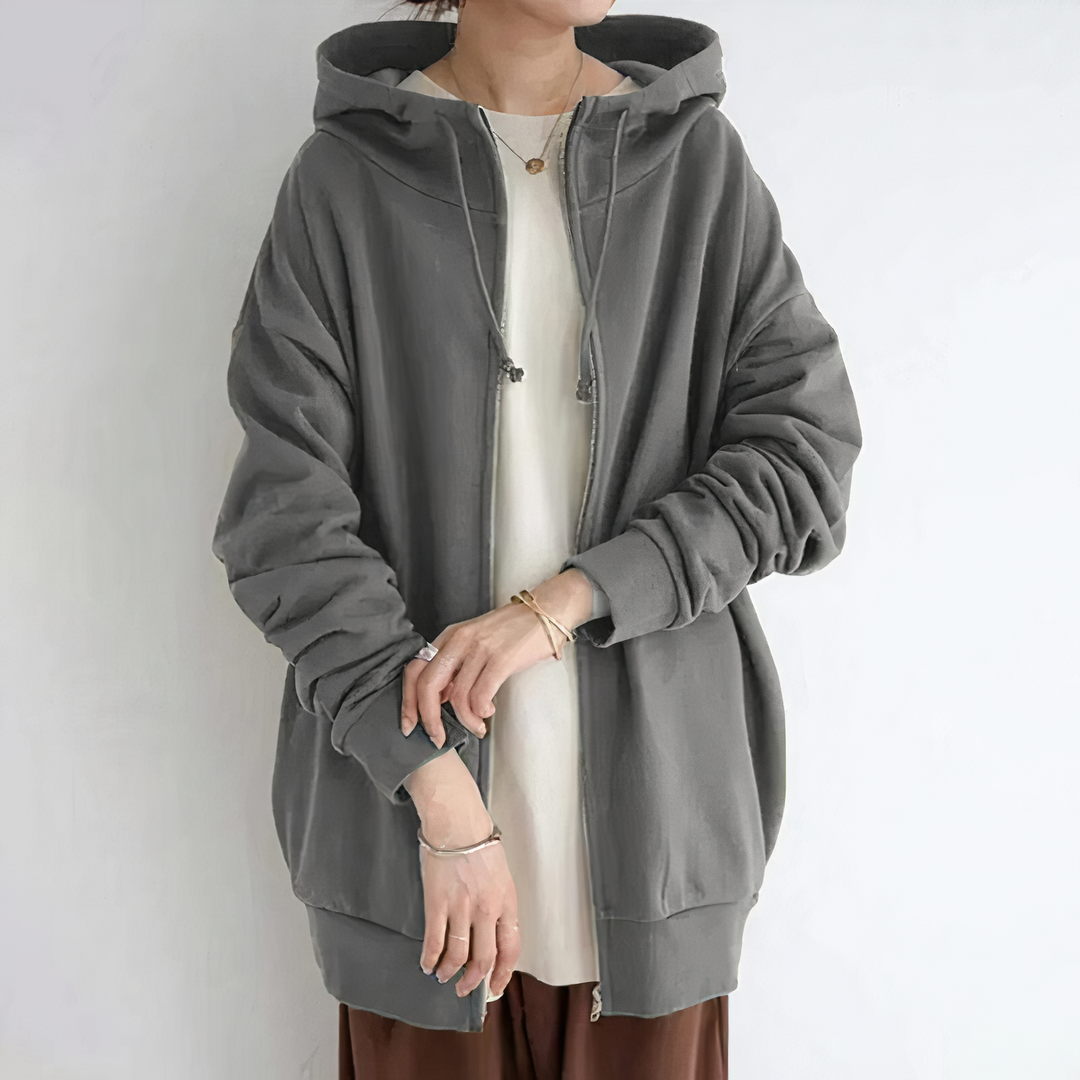 Women's Comfy Hoodie | Hooded Zip Closure Long Sleeve Oversized