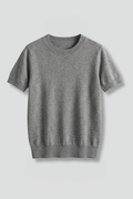 Women's Knit Cami Top | Crew Neck Short Sleeve Ribbed Hem