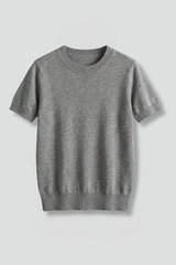Women's Knit Cami Top | Crew Neck Short Sleeve Ribbed Hem