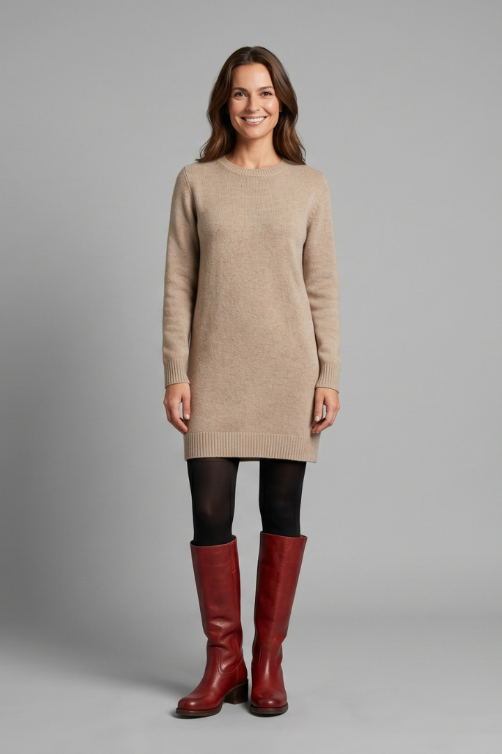 Women's Block Heel Boots | Mid-Calf Shaft Rounded Toe Leather Pull-On