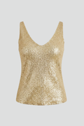 Women's Going Out Top | V-Neck Sequin Sleeveless Fitted