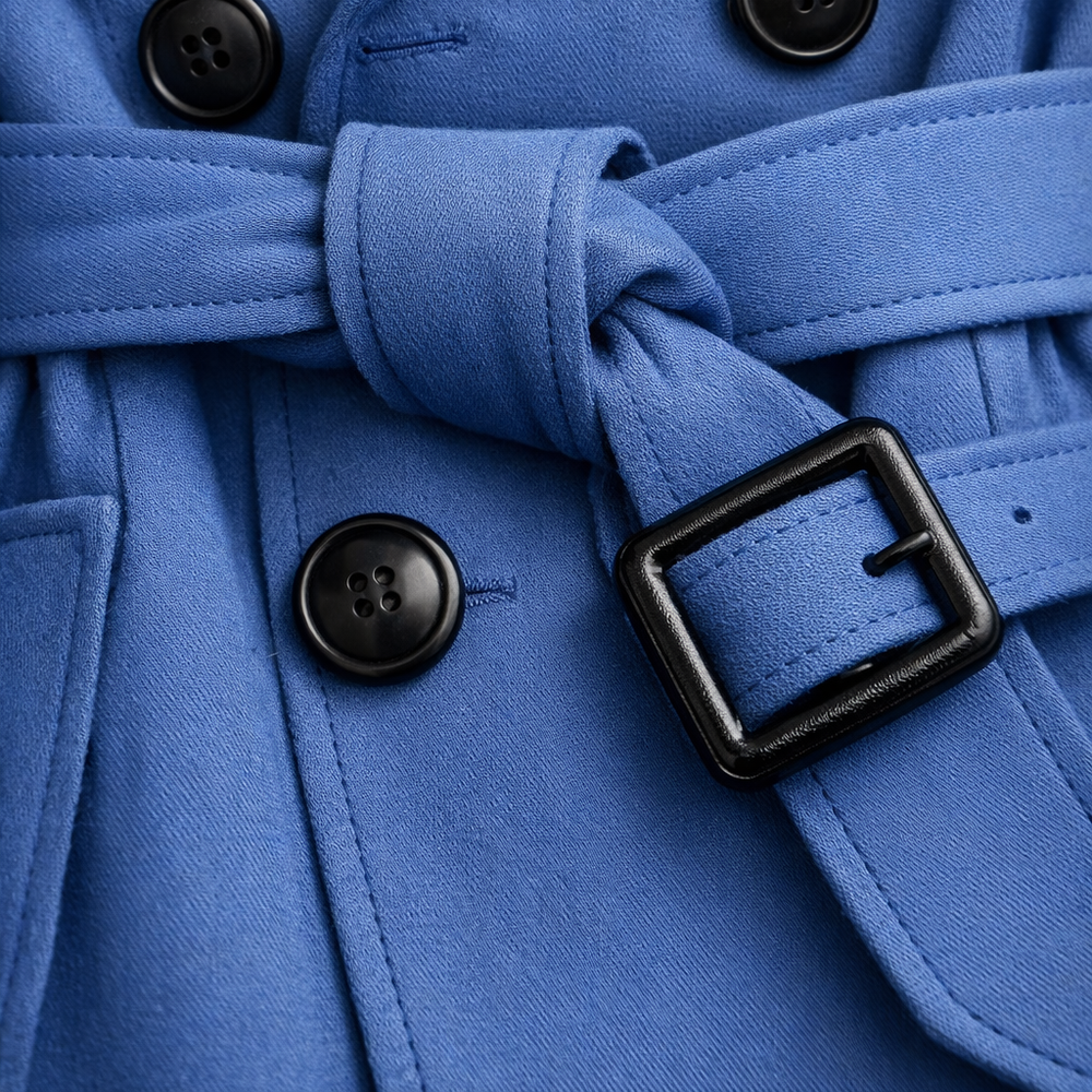 Women's Trench Coat | Belted Double Breasted Long Notched Lapel