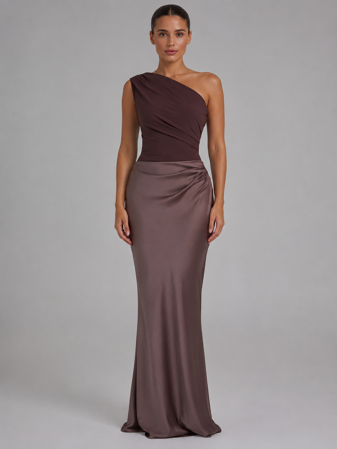 Women's Wedding Guest Dress | One-Shoulder Maxi Satin