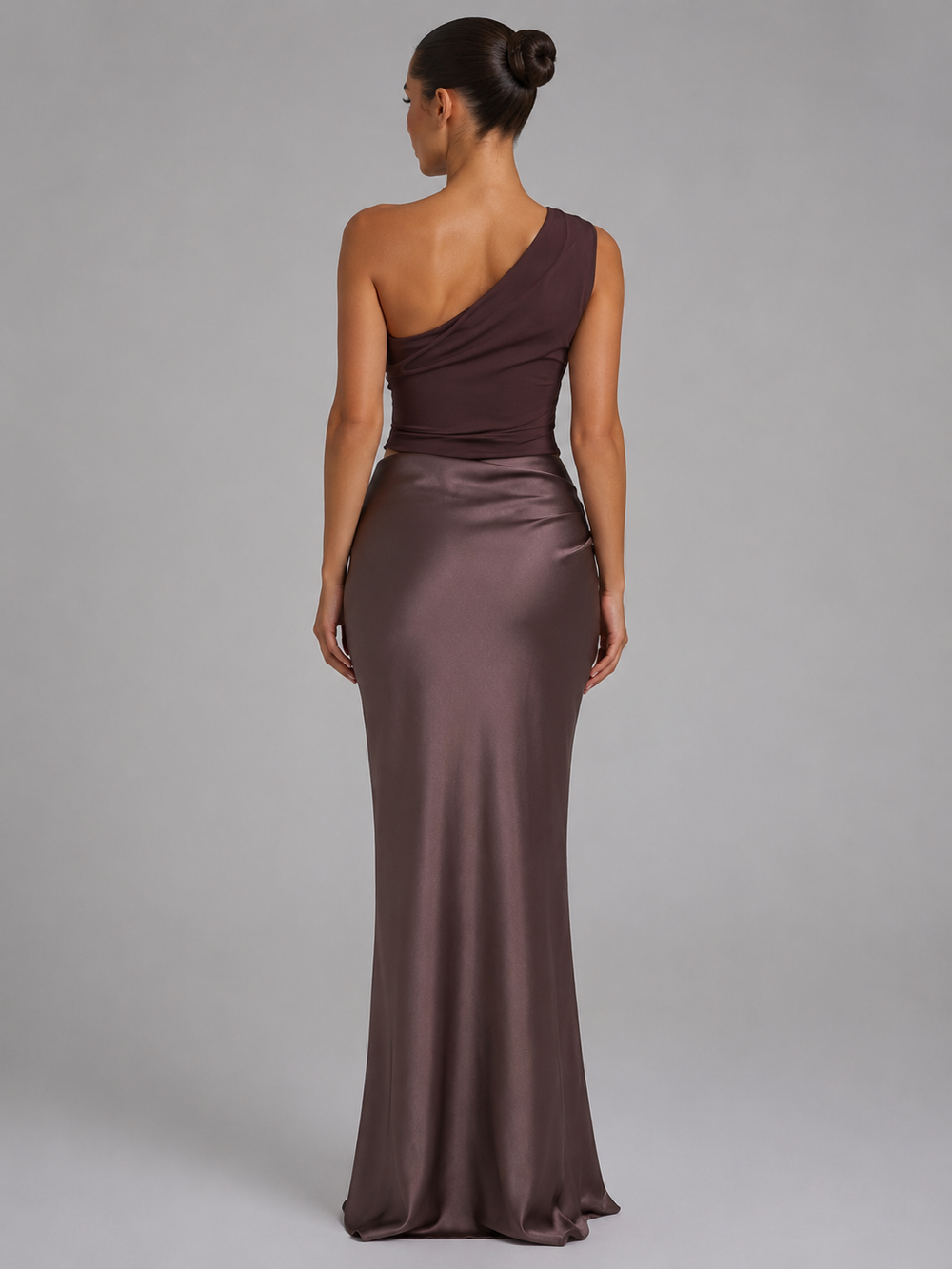 Women's Wedding Guest Dress | One-Shoulder Maxi Satin