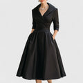 Women's Cocktail Dress | Midi V-Neck Three-Quarter Sleeve Wrap