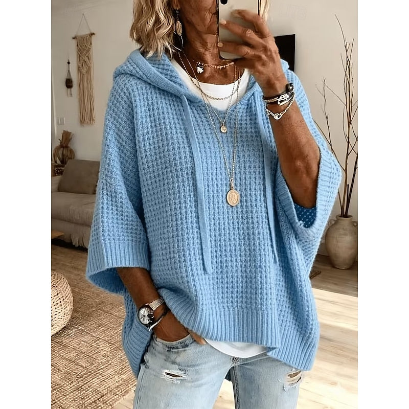 Women's Hoodie | Waffle Knit Oversized Fit Drawstring Hood
