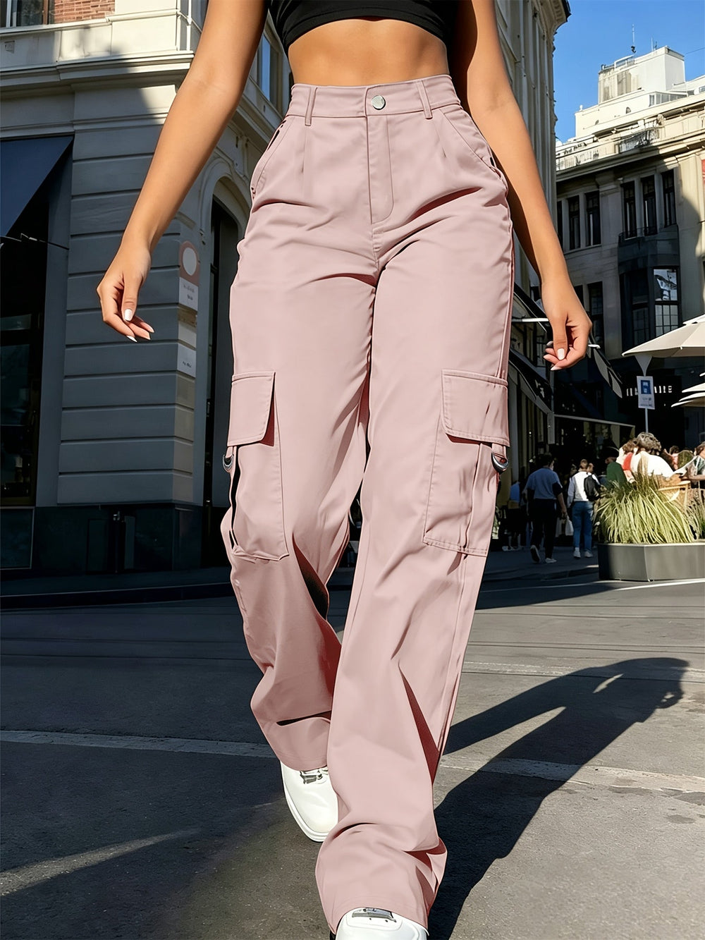 Women's Cargo Pants | High Waist Wide Leg Flap Pockets