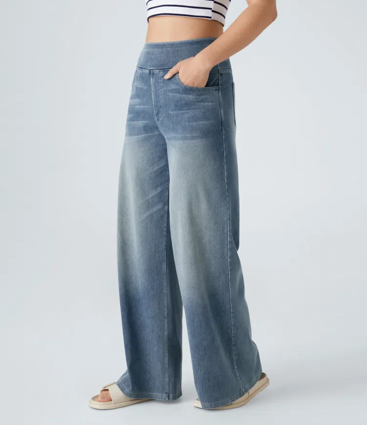 Women's Baggy Jeans | High Waist Wide Leg Denim Stretch