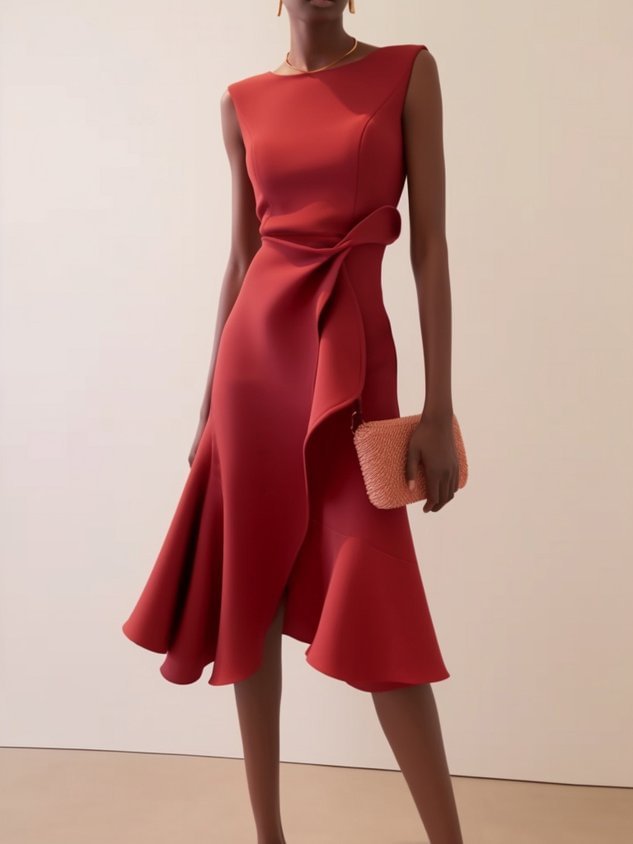 Red Round-Neck Women&