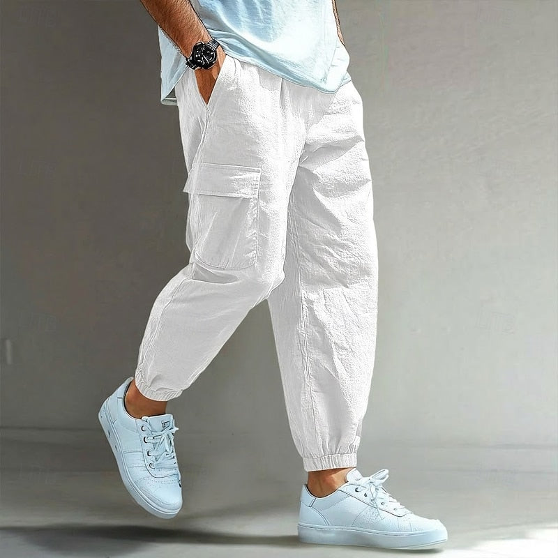 Men's Cargo Pants | Relaxed Fit Drawstring Elastic Cuffs