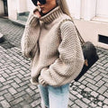 Women's Chunky Turtleneck Sweater | Oversized Knit Turtleneck Ribbed