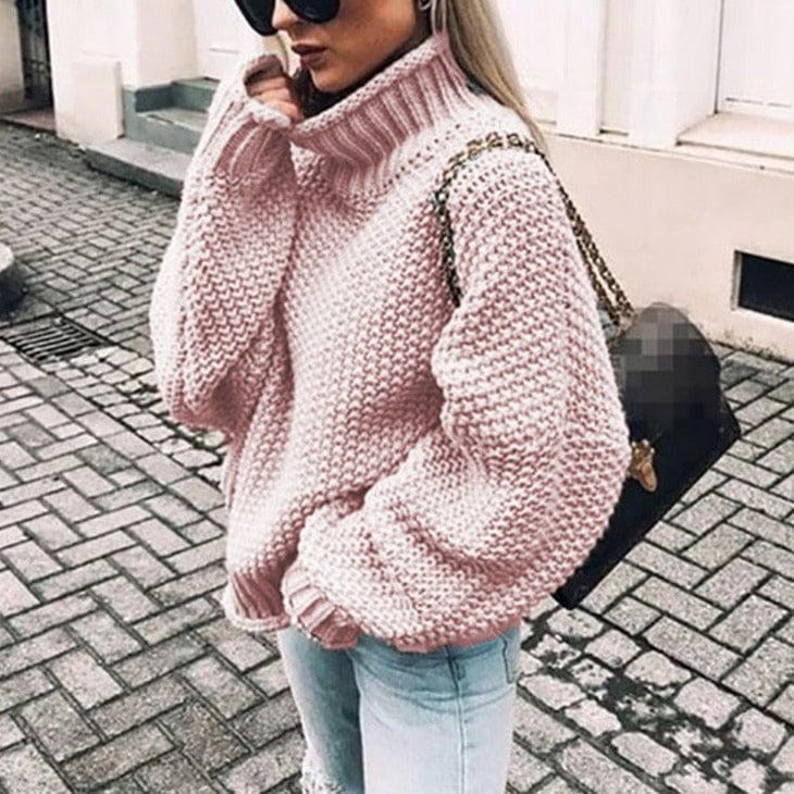 Women's Chunky Turtleneck Sweater | Oversized Knit Turtleneck Ribbed