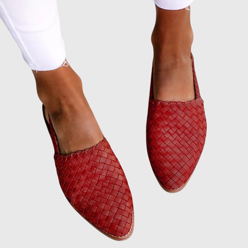 Women's Ballet Flats | Woven Upper Pointed Toe Slingback Strap